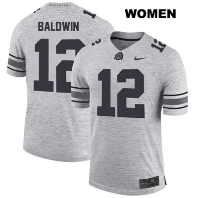 Women's NCAA Ohio State Buckeyes Matthew Baldwin #12 College Stitched Authentic Nike Gray Football Jersey NG20U31WF